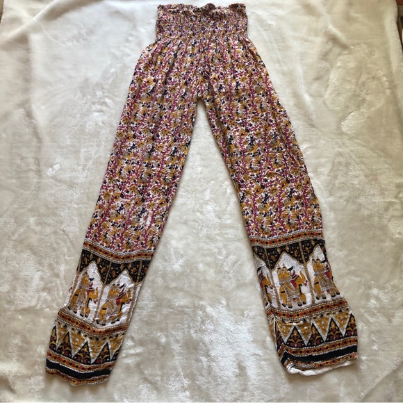 OSFM Floral Elephant Print Lightweight Wide Leg Harem Pants - Picture 9 of 9